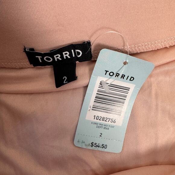 Torrid Plus Size Knit Pleated Pink Midi Skirt US Women's 2 Plus - Picture 4 of 7